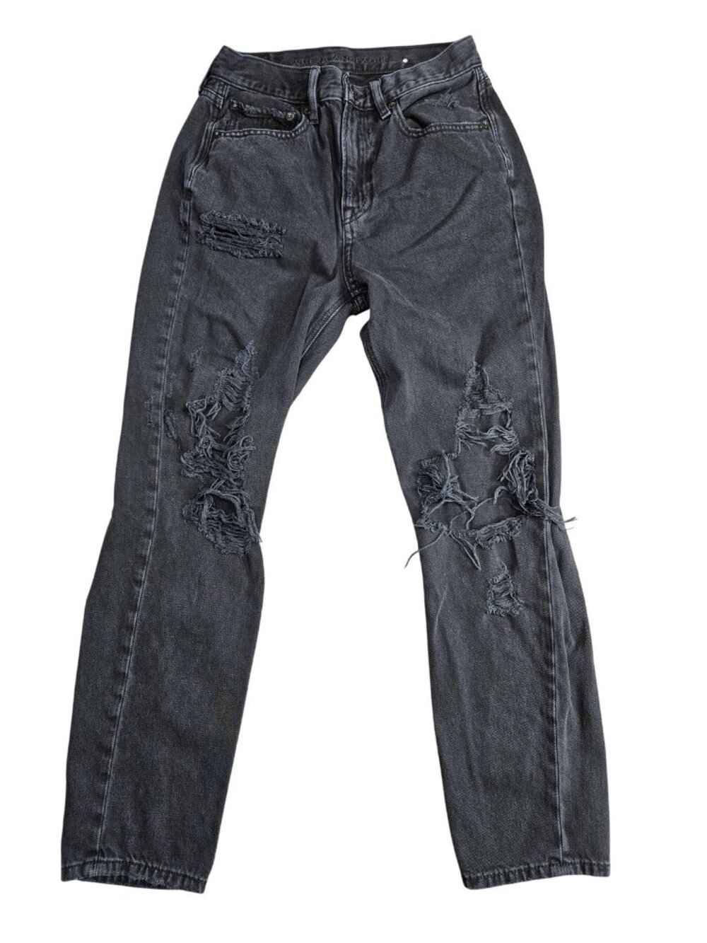 American Eagle Outfitters 90s Slim Boyfriend Jeans Womens 0 Charcoal Distressed‎